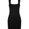 Shona Joy BASIC SQUARE NECK MINI DRESS - BLACK DRESSES