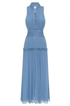 Shona Joy NOEMI SLEEVELESS BUTTON UP MIDI DRESS - OCEAN DRESSES