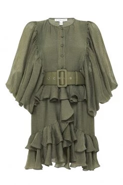 Shona Joy CHARLOTTE DRAPED MINI DRESS - KHAKI