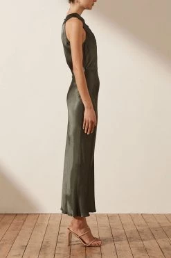 Shona Joy DRESSES LA LUNE HIGH NECK MIDI DRESS - OLIVE 10 Shona Joy DRESSES LA LUNE HIGH NECK MIDI DRESS - OLIVE