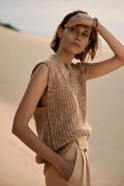 Shona Joy BEST SELLERS OLIVIA VEST - CAMEL/MULTI