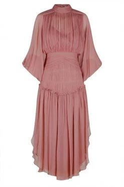 Shona Joy OLYMPIA LONG SLEEVE OPEN BACK MIDI DRESS - ANTIQUE ROSE DRESSES