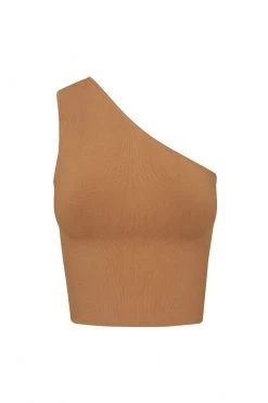 Shona Joy BASIC ONE SHOULDER TOP - TAN TOPS