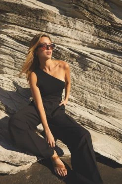 Shona Joy TOPS BASIC ONE SHOULDER TOP - BLACK