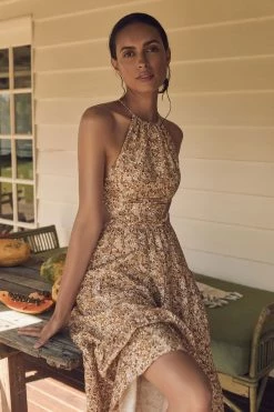 Shona Joy ORION LINEN BACKLESS MIDI DRESS