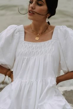 Shona Joy PAULINA LINEN SQUARE NECK TIERED MINI DRESS - IVORY DRESSES 9 Shona Joy PAULINA LINEN SQUARE NECK TIERED MINI DRESS - IVORY DRESSES