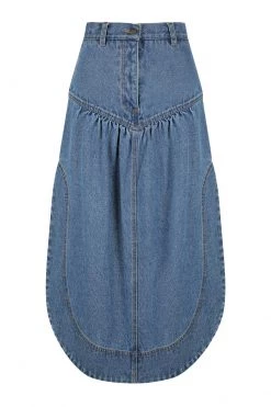 Shona Joy EMILY PETAL MIDI SKIRT INDIGO