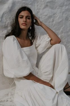 Shona Joy DRESSES PRISCILA PIN TUCK CROSS BACK MIDI DRESS - RICE