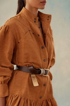 Shona Joy PRISCILA HIGH NECK UTILITY MINI DRESS - TURMERIC 10 Shona Joy PRISCILA HIGH NECK UTILITY MINI DRESS - TURMERIC