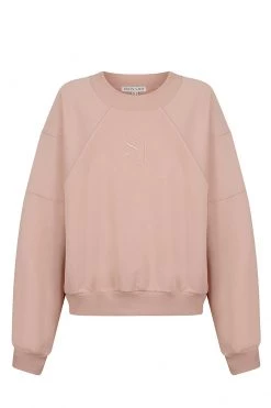 Shona Joy TOPS SJ LOGO BATWING SWEATER - ROSE DUST