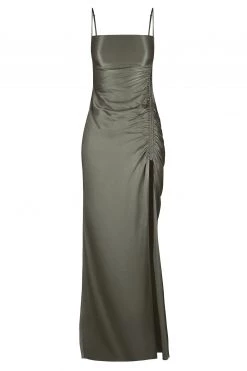 Shona Joy LA LUNE RUCHED MAXI DRESS - OLIVE DRESSES