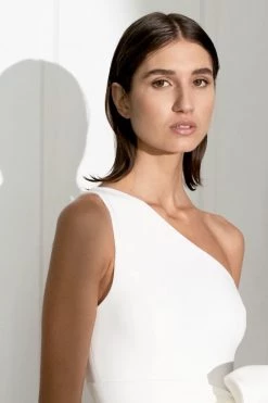 Shona Joy LUCY ONE SHOULDER MIDI DRESS - IVORY 9 Shona Joy LUCY ONE SHOULDER MIDI DRESS - IVORY