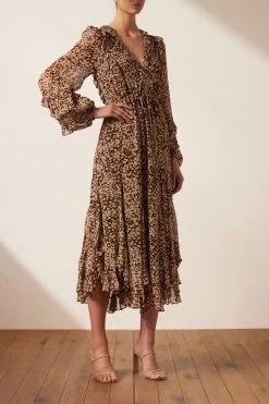 Shona Joy VALERIA BALLOON SLEEVE GODET MIDI DRESS DRESSES 8 Shona Joy VALERIA BALLOON SLEEVE GODET MIDI DRESS DRESSES