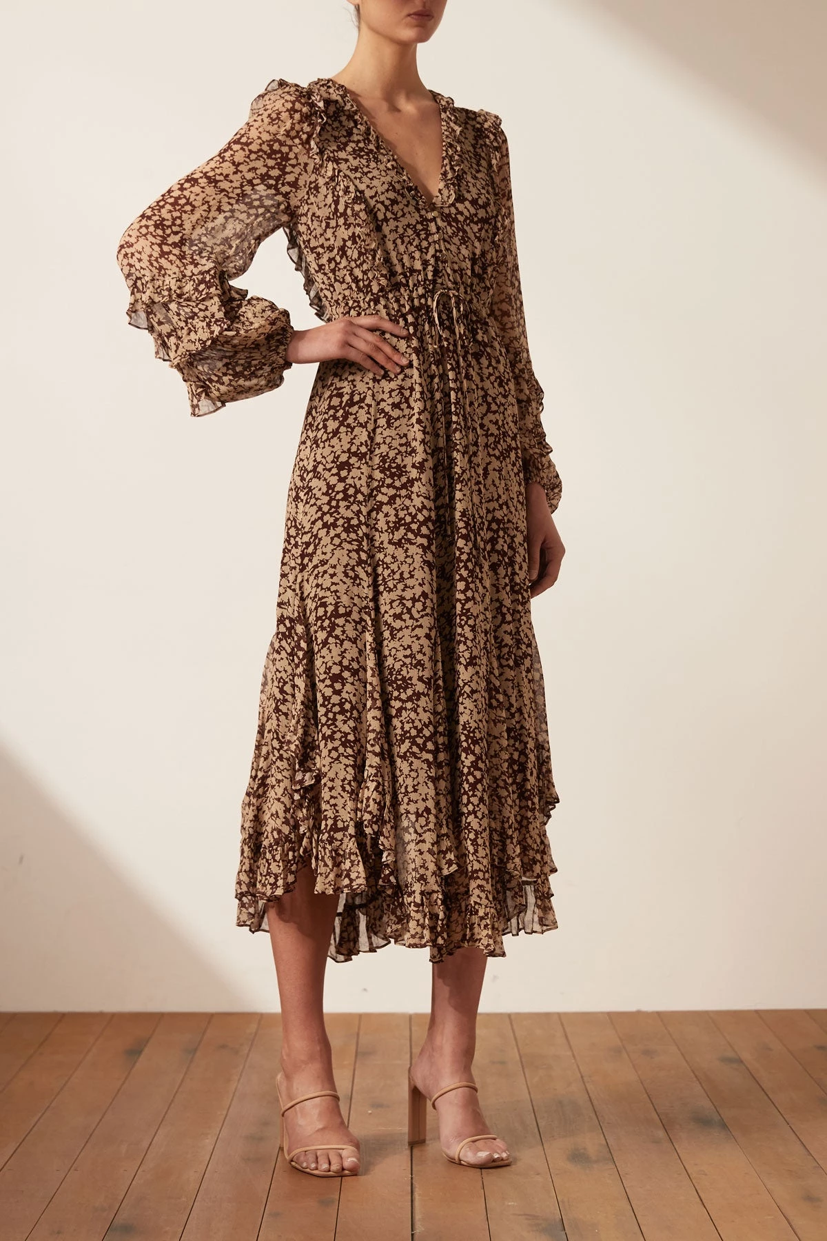 Shona Joy VALERIA BALLOON SLEEVE GODET MIDI DRESS DRESSES 3 Shona Joy VALERIA BALLOON SLEEVE GODET MIDI DRESS DRESSES