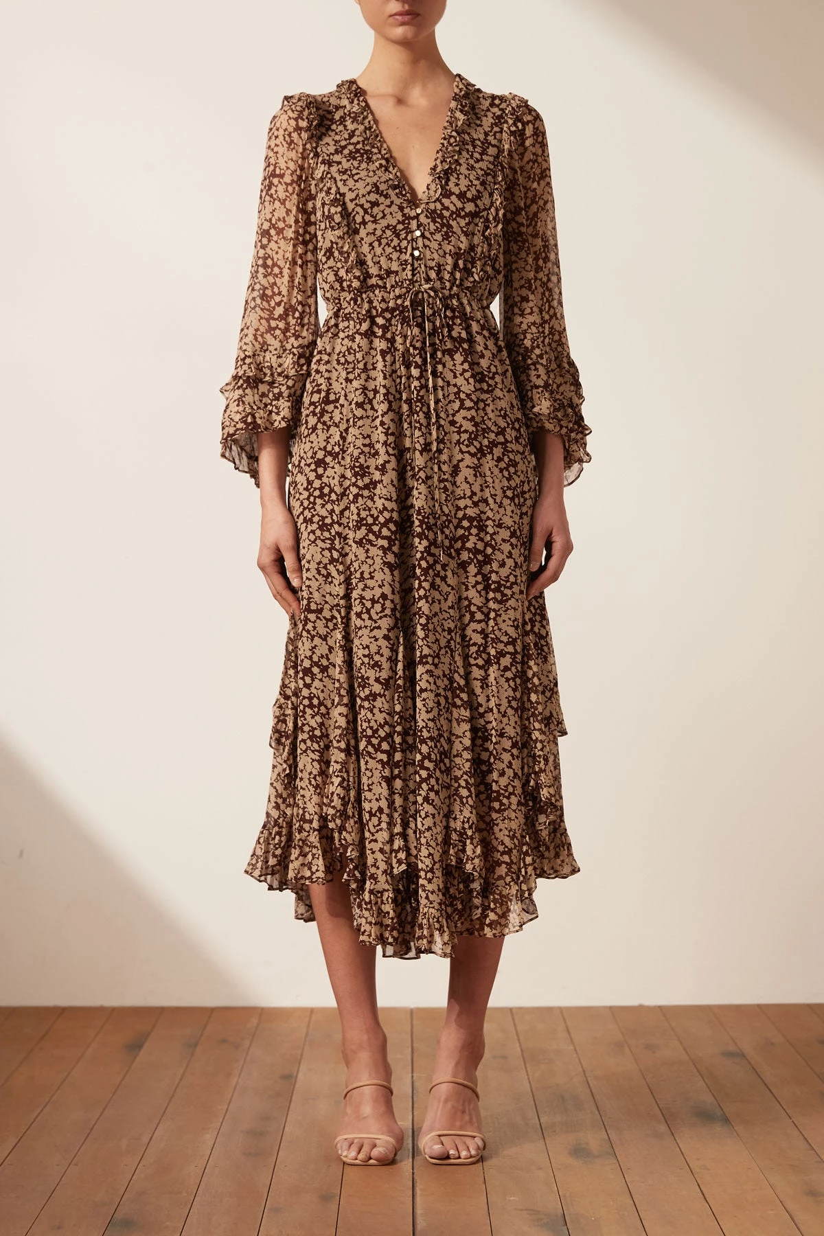 Shona Joy VALERIA BALLOON SLEEVE GODET MIDI DRESS DRESSES 6 Shona Joy VALERIA BALLOON SLEEVE GODET MIDI DRESS DRESSES