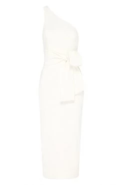 Shona Joy LUCY ONE SHOULDER MIDI DRESS - IVORY