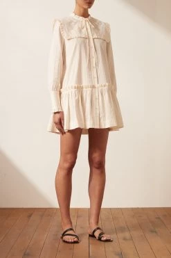 Shona Joy DRESSES ELLA FRILL CAPE MINI DRESS - VANILLA 8 Shona Joy DRESSES ELLA FRILL CAPE MINI DRESS - VANILLA