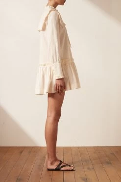 Shona Joy DRESSES ELLA FRILL CAPE MINI DRESS - VANILLA 9 Shona Joy DRESSES ELLA FRILL CAPE MINI DRESS - VANILLA