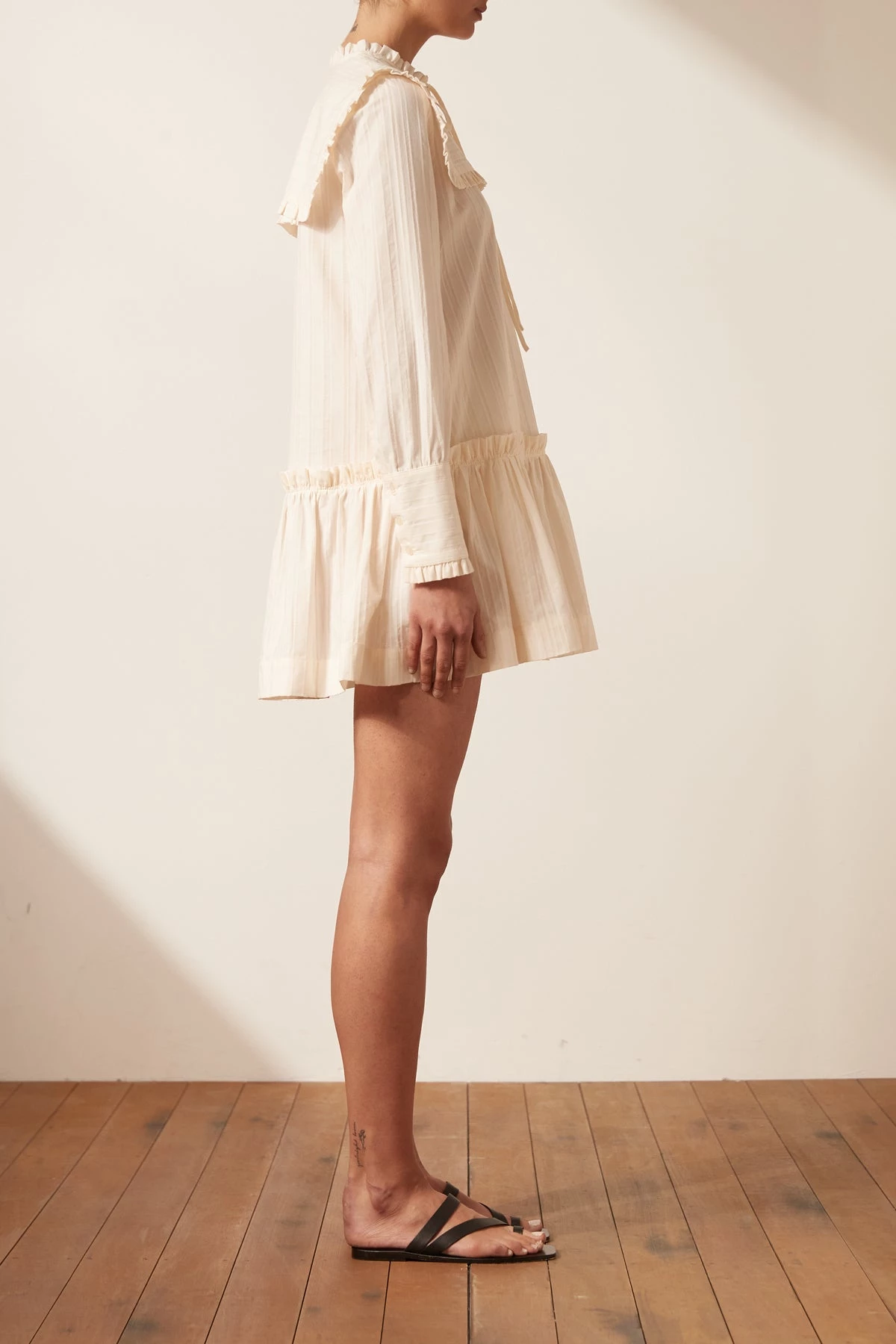 Shona Joy DRESSES ELLA FRILL CAPE MINI DRESS - VANILLA 4 Shona Joy DRESSES ELLA FRILL CAPE MINI DRESS - VANILLA