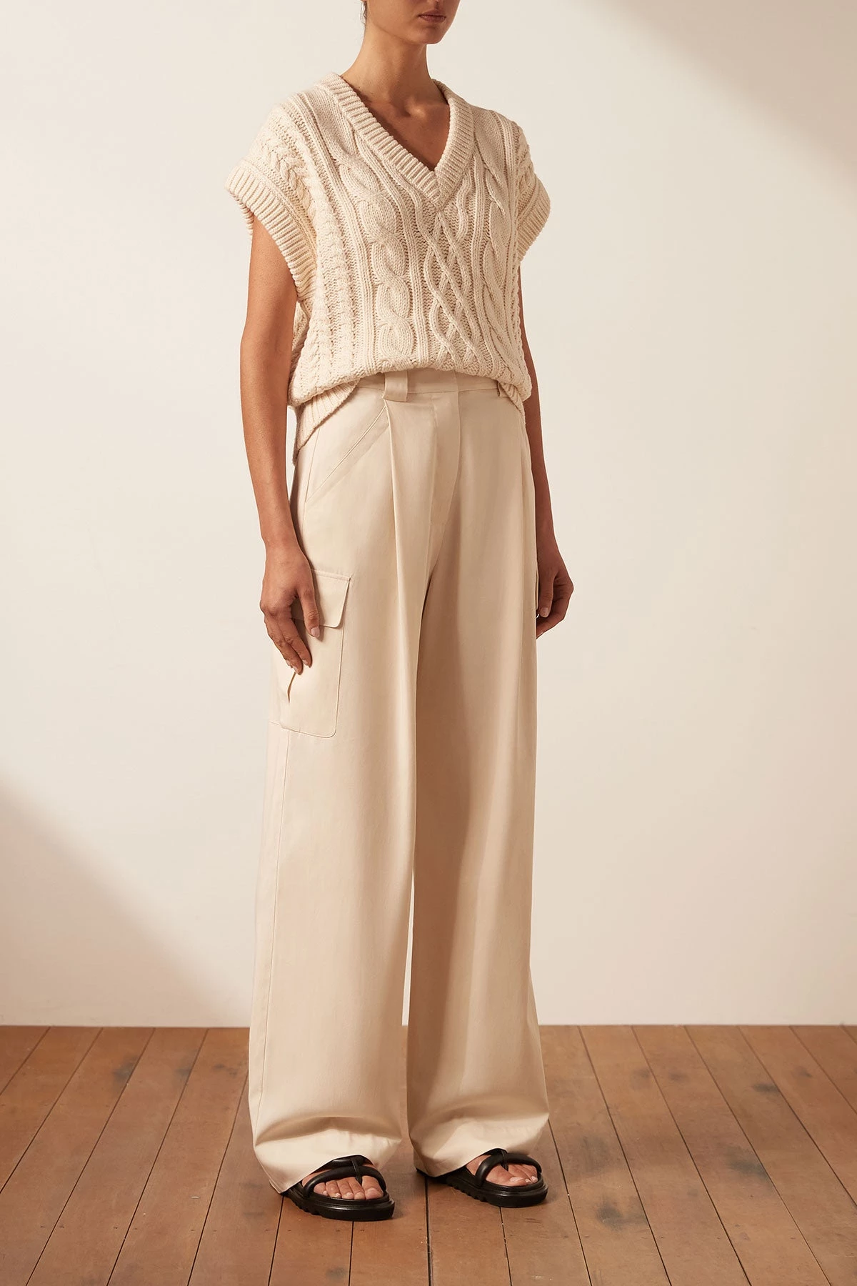 Shona Joy EVA CABLE VEST - CREMA TOPS 5 Shona Joy EVA CABLE VEST - CREMA TOPS