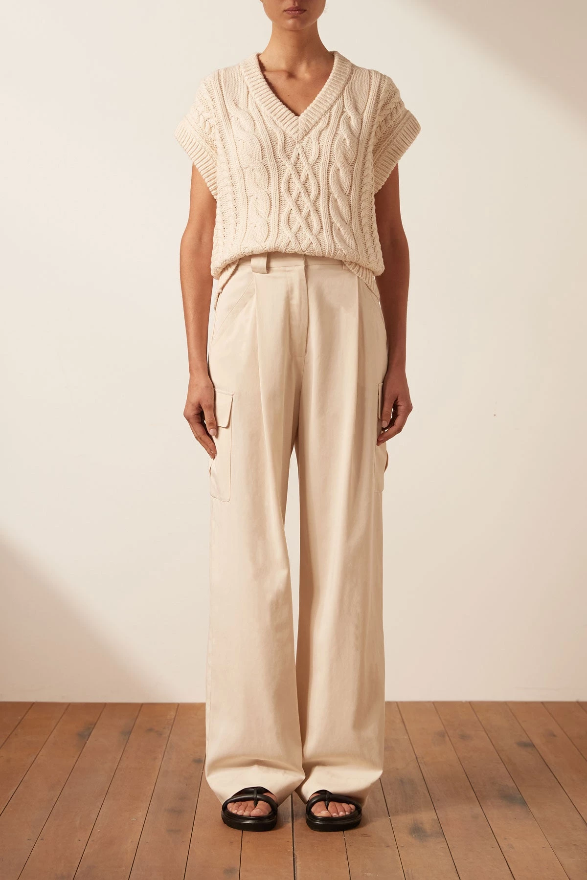 Shona Joy EVA CABLE VEST - CREMA TOPS 4 Shona Joy EVA CABLE VEST - CREMA TOPS