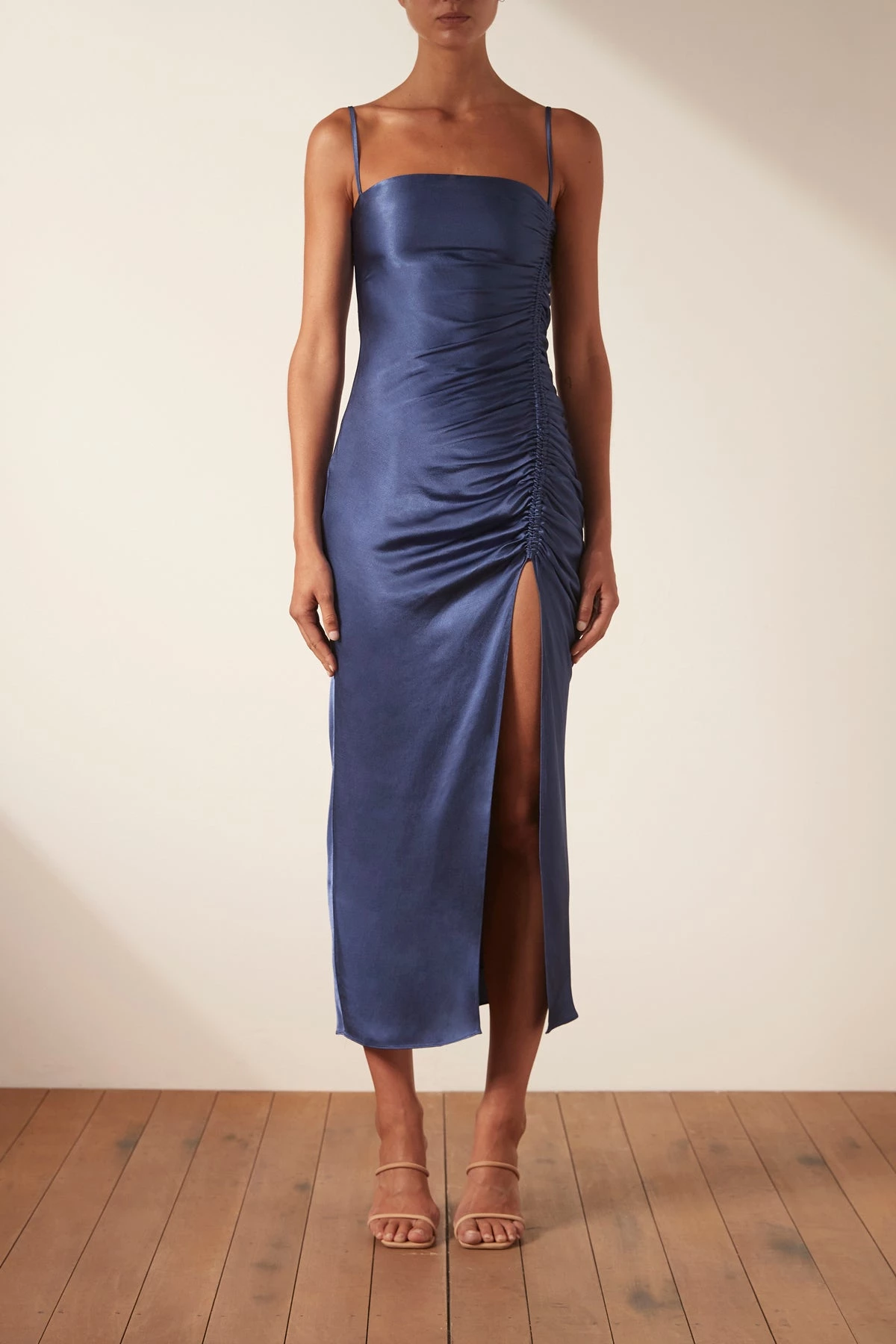 Shona Joy THALIA BIAS RUCHED MIDI DRESS - AEGEAN BLUE DRESSES 2 Shona Joy THALIA BIAS RUCHED MIDI DRESS - AEGEAN BLUE DRESSES