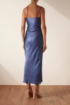 Shona Joy THALIA BIAS RUCHED MIDI DRESS - AEGEAN BLUE DRESSES 9 Shona Joy THALIA BIAS RUCHED MIDI DRESS - AEGEAN BLUE DRESSES