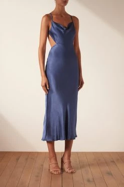 Shona Joy DRESSES THALIA BIAS CUT OUT MIDI DRESS - AEGEAN BLUE