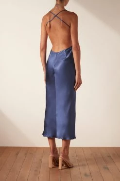 Shona Joy DRESSES THALIA BIAS CUT OUT MIDI DRESS - AEGEAN BLUE