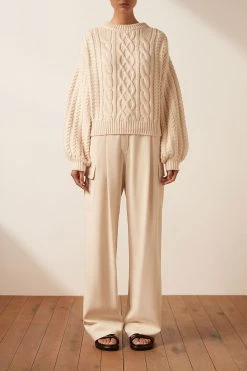 Shona Joy EVA CABLE JUMPER - CREMA