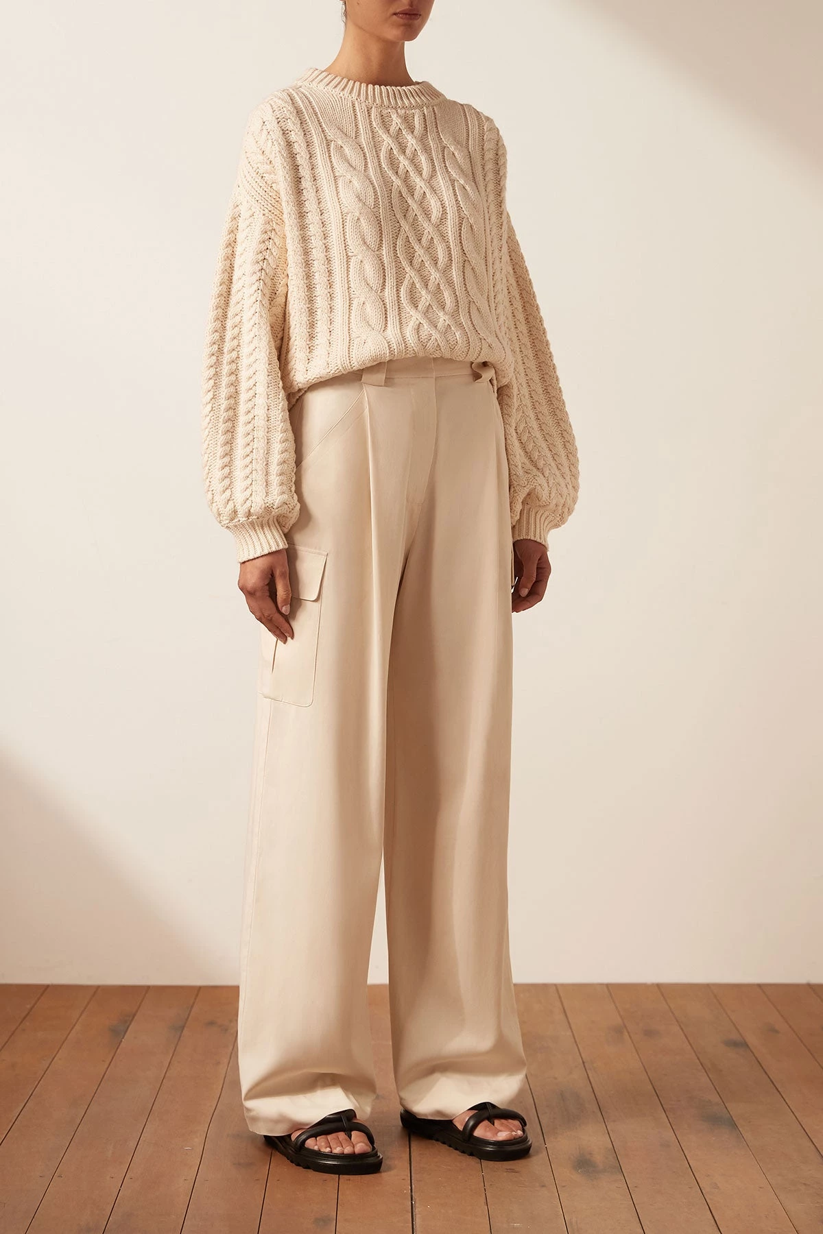 Shona Joy EVA CABLE JUMPER - CREMA 3 Shona Joy EVA CABLE JUMPER - CREMA