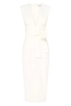 Shona Joy DRESSES LUCY PLUNGED MIDI DRESS - IVORY