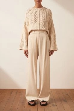 Shona Joy EVA PATCH KNIT JUMPER - CREMA TOPS