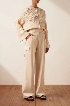 Shona Joy EVA PATCH KNIT JUMPER - CREMA TOPS