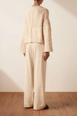 Shona Joy EVA PATCH KNIT JUMPER - CREMA TOPS