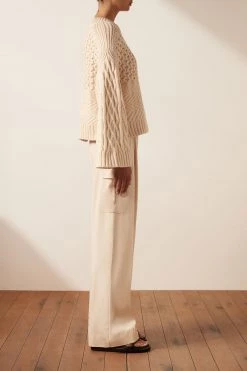 Shona Joy EVA PATCH KNIT JUMPER - CREMA TOPS