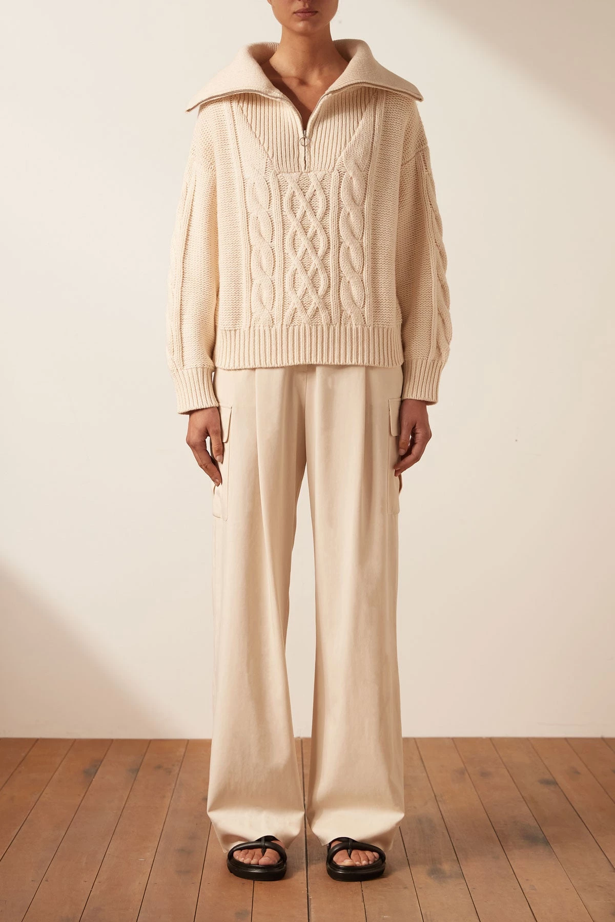 Shona Joy EVA CABLE ZIP UP JUMPER - CREMA TOPS 9 Shona Joy EVA CABLE ZIP UP JUMPER - CREMA TOPS