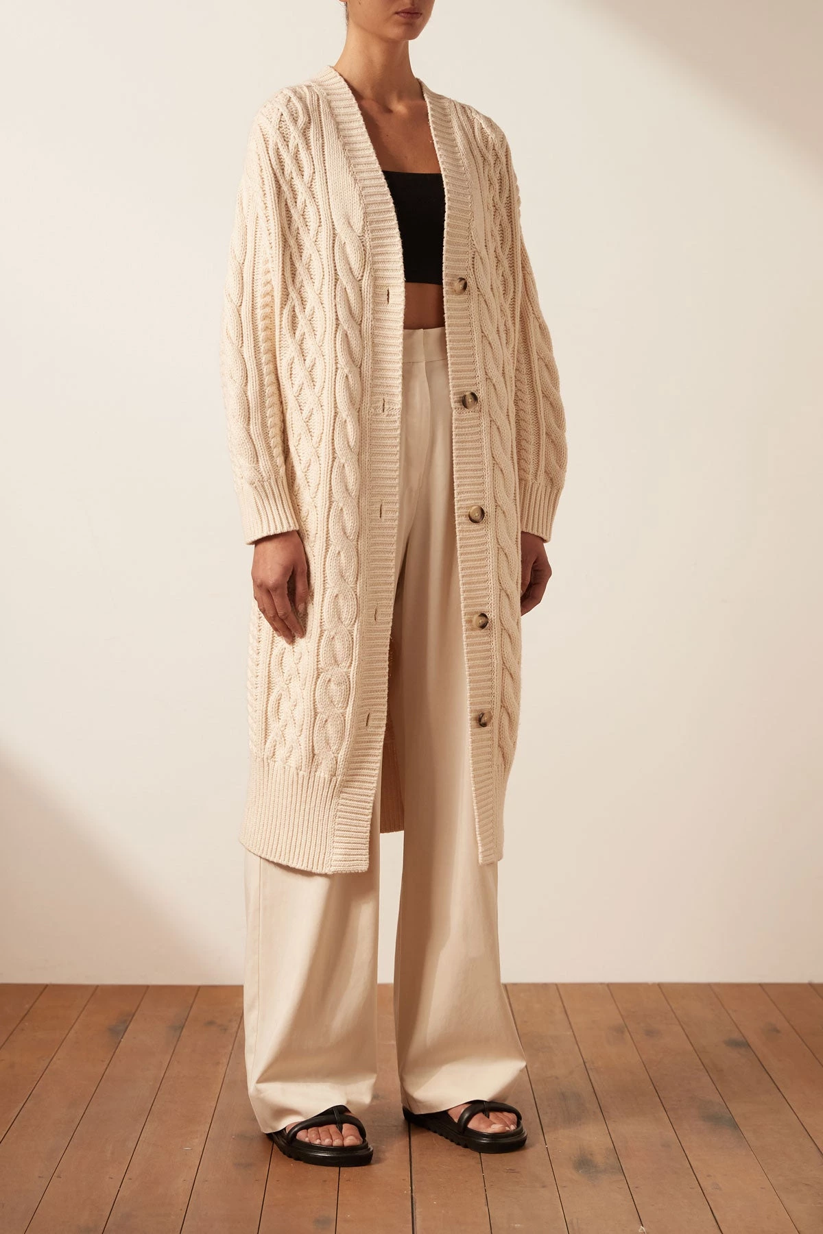 Shona Joy EVA CABLE CARDIGAN - CREMA TOPS 3 Shona Joy EVA CABLE CARDIGAN - CREMA TOPS