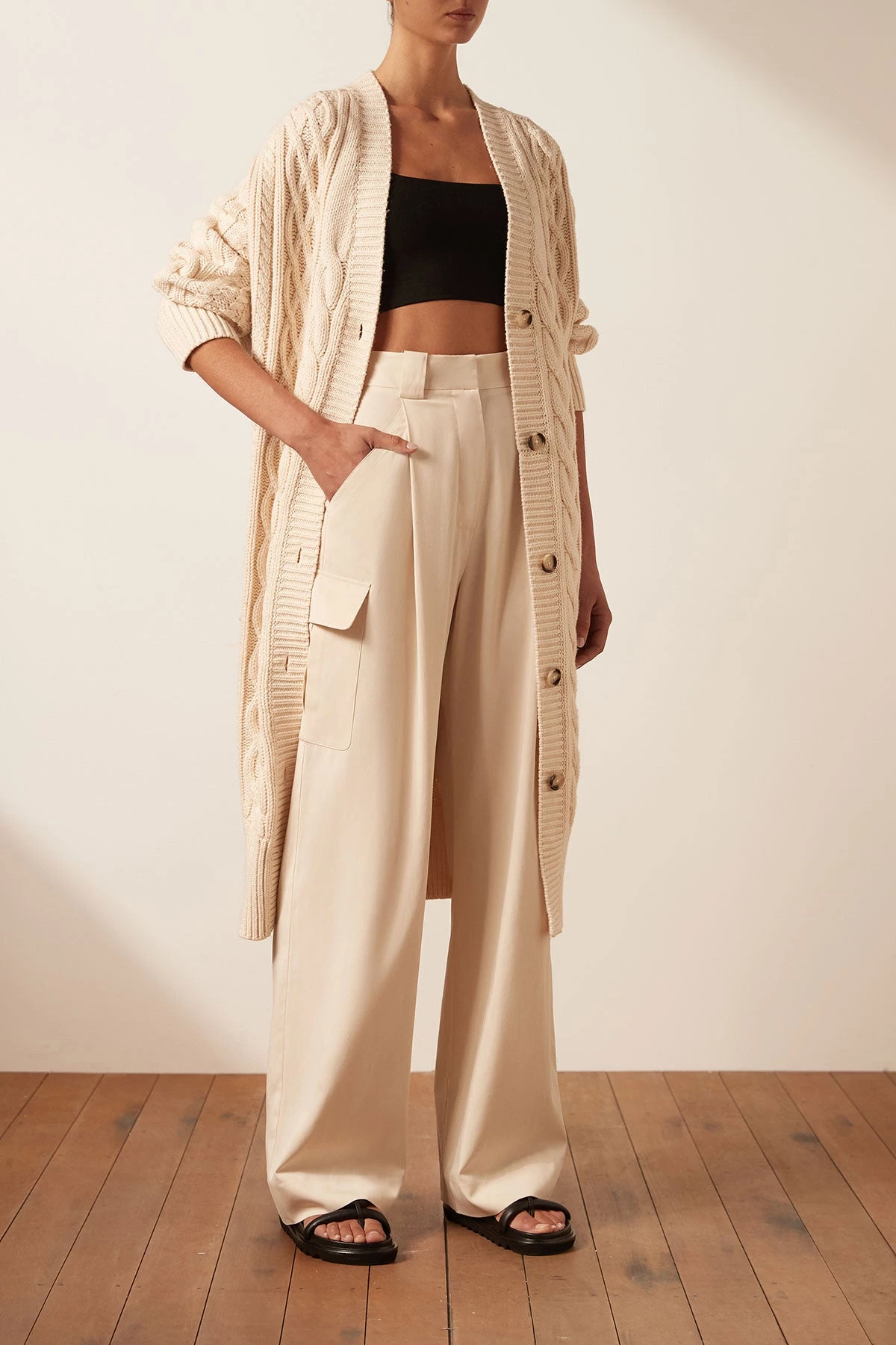 Shona Joy EVA CABLE CARDIGAN - CREMA TOPS 6 Shona Joy EVA CABLE CARDIGAN - CREMA TOPS