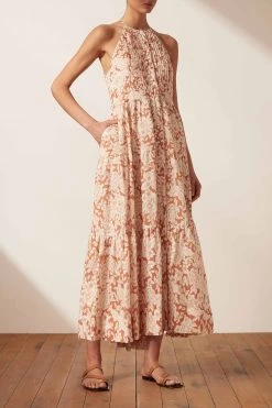 Shona Joy FLOR LINEN SLEEVELESS PIN TUCK TUXEDO MIDI DRESS 8 Shona Joy FLOR LINEN SLEEVELESS PIN TUCK TUXEDO MIDI DRESS