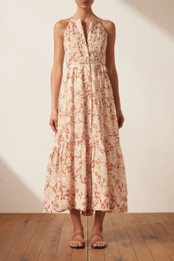 Shona Joy FLOR LINEN SLEEVELESS PIN TUCK TUXEDO MIDI DRESS 11 Shona Joy FLOR LINEN SLEEVELESS PIN TUCK TUXEDO MIDI DRESS