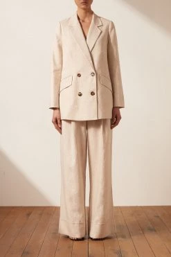 Shona Joy LUNA LINEN DOUBLE BREASTED BLAZER - NATURAL BEST SELLERS 15 Shona Joy LUNA LINEN DOUBLE BREASTED BLAZER - NATURAL BEST SELLERS