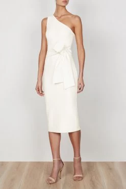 Shona Joy LUCY ONE SHOULDER MIDI DRESS - IVORY 11 Shona Joy LUCY ONE SHOULDER MIDI DRESS - IVORY