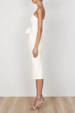 Shona Joy LUCY ONE SHOULDER MIDI DRESS - IVORY 12 Shona Joy LUCY ONE SHOULDER MIDI DRESS - IVORY