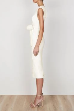 Shona Joy DRESSES LUCY PLUNGED MIDI DRESS - IVORY