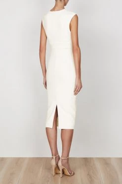 Shona Joy DRESSES LUCY PLUNGED MIDI DRESS - IVORY