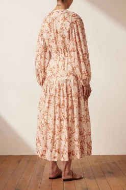 Shona Joy FLOR LINEN BALLOON SLEEVE DRAWSTRING MIDI DRESS 12 Shona Joy FLOR LINEN BALLOON SLEEVE DRAWSTRING MIDI DRESS