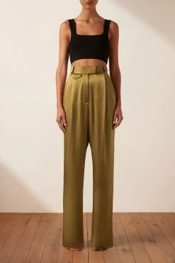 Shona Joy GIORGIA HIGH WAISTED TAILORED PANT - OLIVE OIL BEST SELLERS 9 Shona Joy GIORGIA HIGH WAISTED TAILORED PANT - OLIVE OIL BEST SELLERS