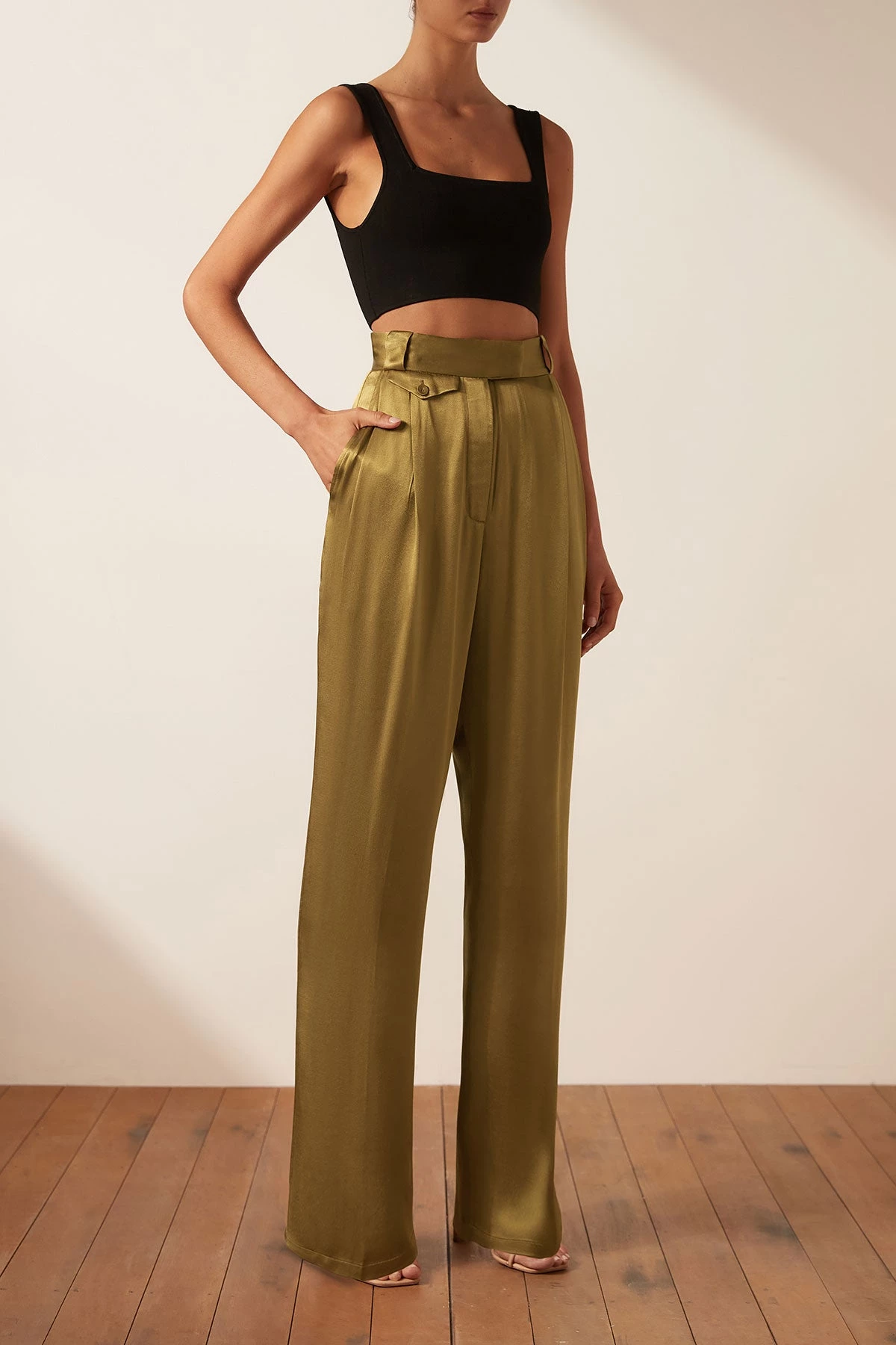Shona Joy GIORGIA HIGH WAISTED TAILORED PANT - OLIVE OIL BEST SELLERS 5 Shona Joy GIORGIA HIGH WAISTED TAILORED PANT - OLIVE OIL BEST SELLERS