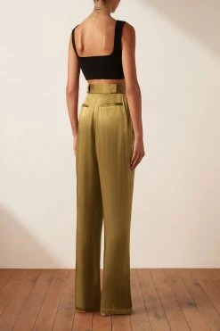 Shona Joy GIORGIA HIGH WAISTED TAILORED PANT - OLIVE OIL BEST SELLERS 12 Shona Joy GIORGIA HIGH WAISTED TAILORED PANT - OLIVE OIL BEST SELLERS